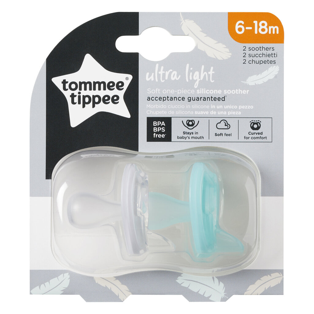 Silikona knupītis Tommee Tippee Ultra Light 6-18 mēn, 2 gab., 433459 цена и информация | Knupīši | 220.lv