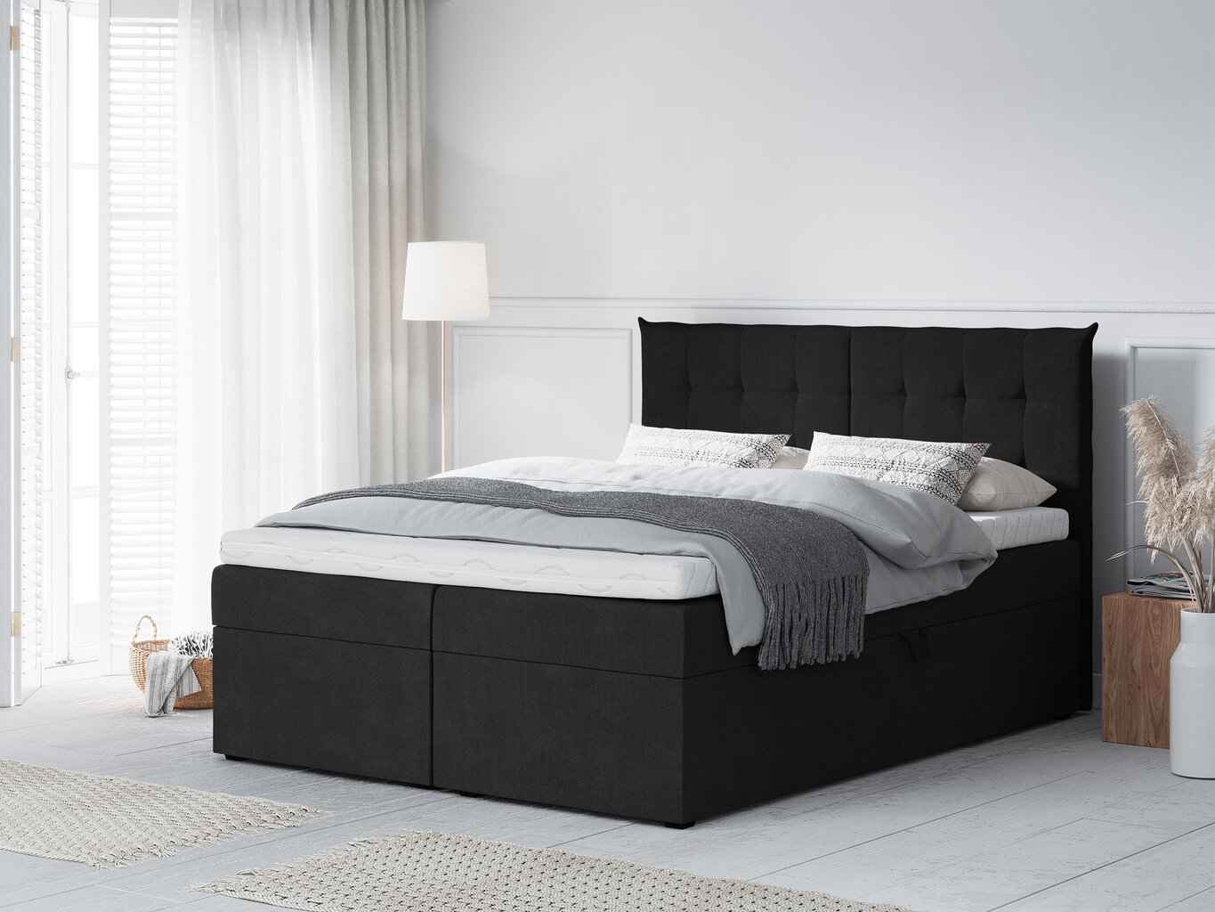 Gulta Mazzini Beds Echaveria 140x200 cm, melna cena un informācija | Gultas | 220.lv