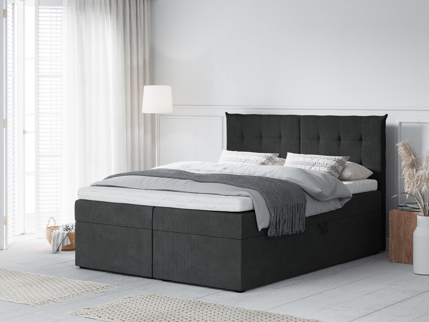 Gulta Mazzini Beds Echaveria 180x200 cm, tumši pelēka cena un informācija | Gultas | 220.lv