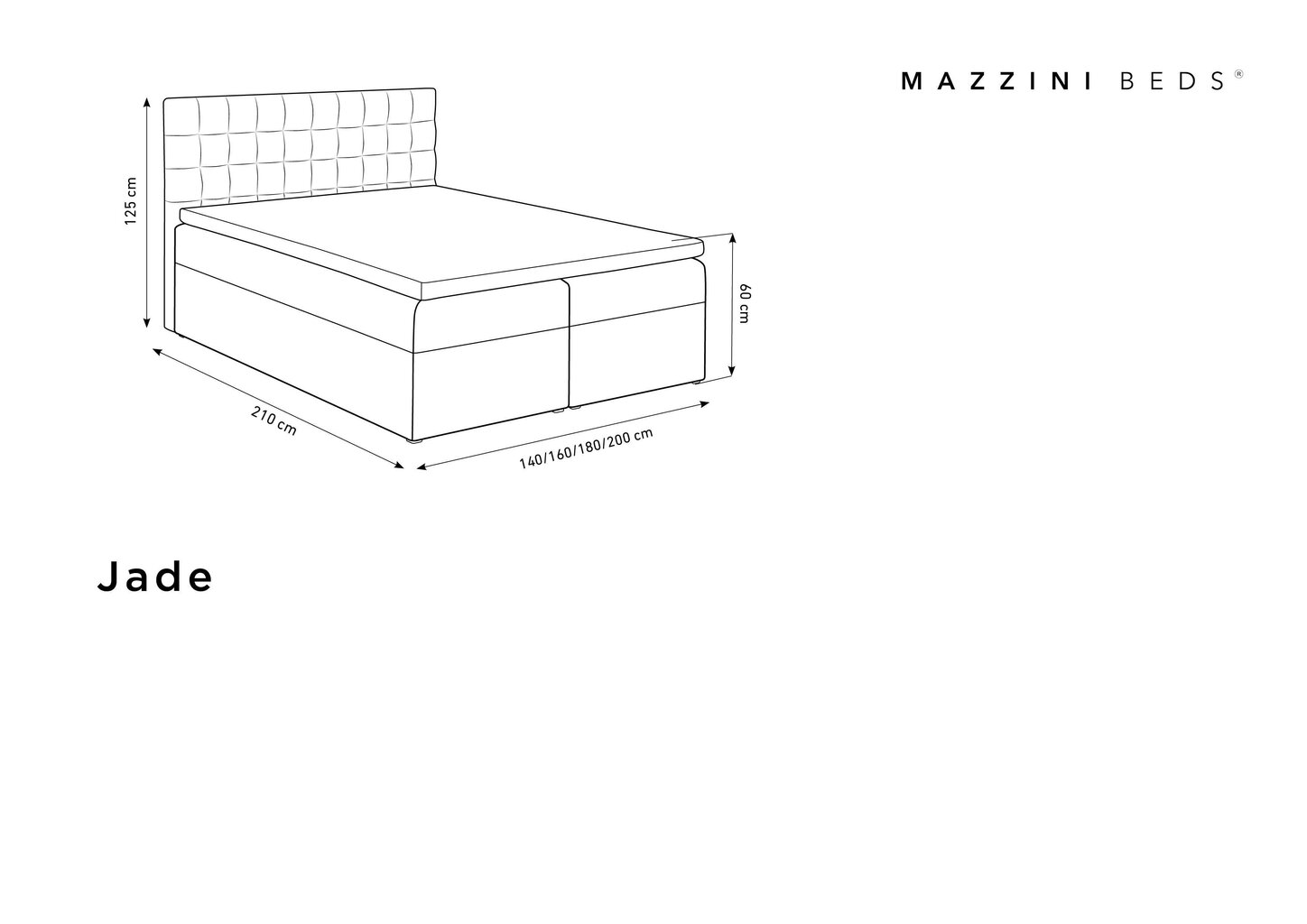 Gulta Mazzini Beds Jade 140x200 cm, pelēka цена и информация | Gultas | 220.lv