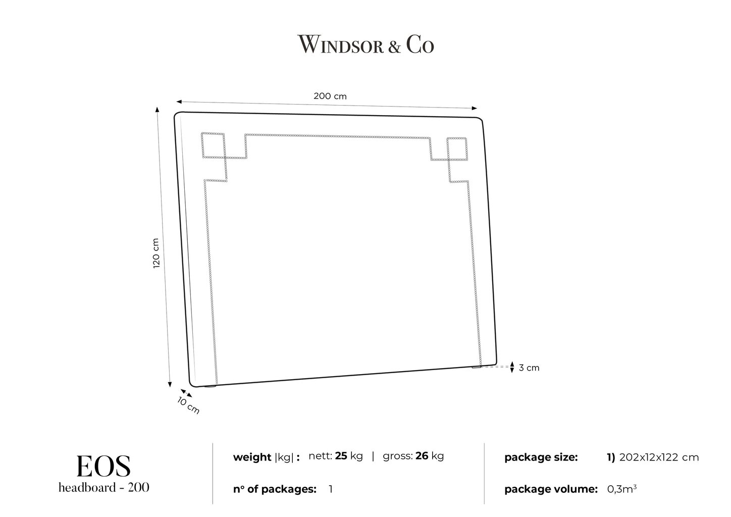 Gultas galvgalis Windsor and Co Eos 200 cm, smilškrāsas цена и информация | Gultas | 220.lv