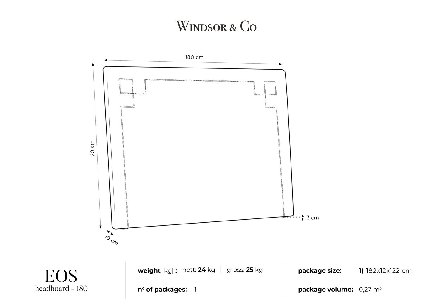 Gultas galvgalis Windsor and Co Eos 180 cm, rozā cena un informācija | Gultas | 220.lv