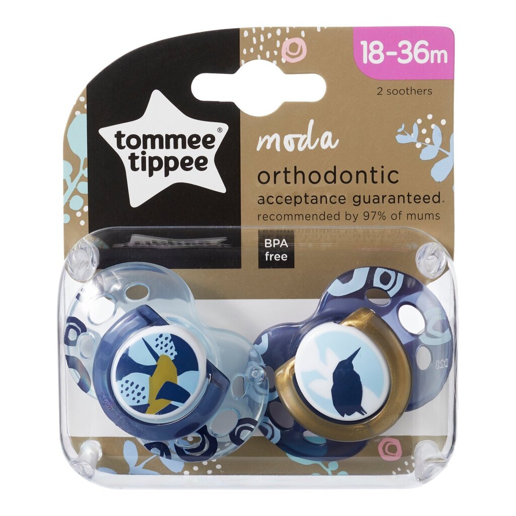 Ortodontiskie knupīši Tommee Tippee Moda 18-36 mēn, 2 gab., 433436 cena un informācija | Knupīši | 220.lv