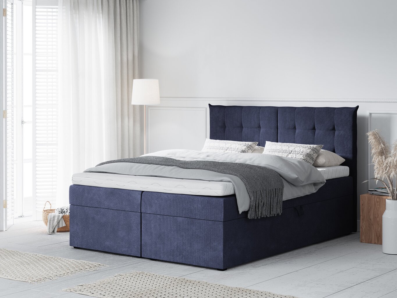 Gulta Mazzini Beds Echaveria 180x200 cm, tumši zila cena un informācija | Gultas | 220.lv