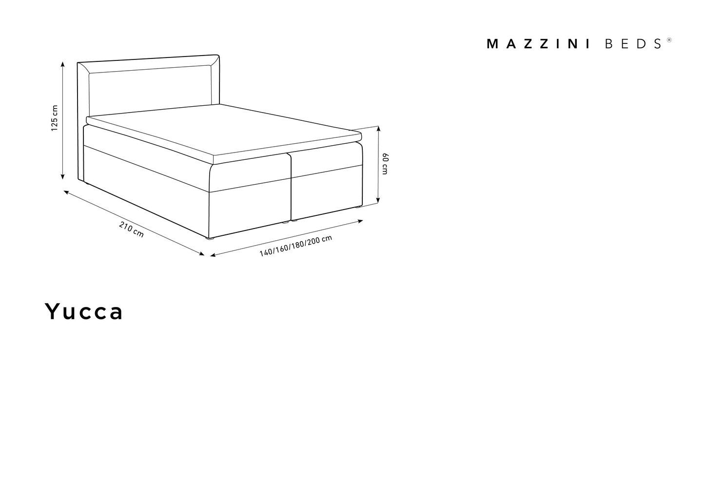 Gulta Mazzini Beds Yucca 140x200 cm, tumši pelēka цена и информация | Gultas | 220.lv