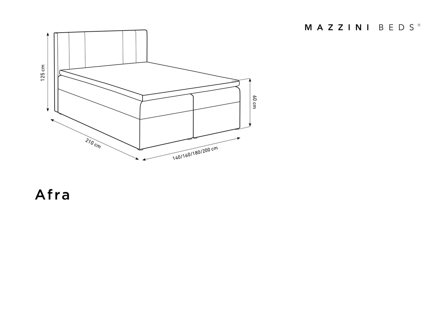 Gulta Mazzini sofas Afra 160x200 cm, gaiši zila цена и информация | Gultas | 220.lv