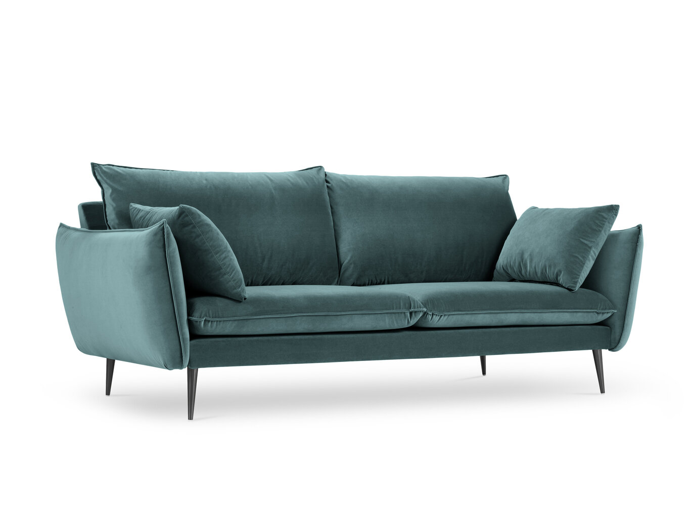 Trīsvietīgs samta dīvāns Milo Casa Elio, zaļš/melns cena un informācija | Dīvāni | 220.lv