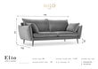 Trīsvietīgs samta dīvāns Milo Casa Elio, melns cena un informācija | Dīvāni | 220.lv