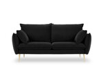 Divvietīgs samta dīvāns Milo Casa Elio, melnas/zelta krāsas