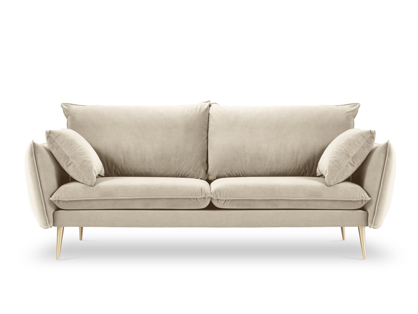 Trīsvietīgs samta dīvāns Milo Casa Elio, smilškrāsas/zelta krāsas cena un informācija | Dīvāni | 220.lv