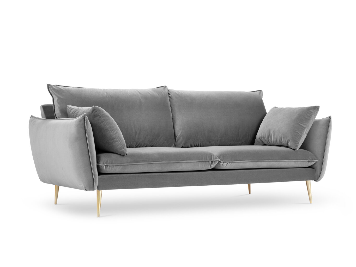 Trīsvietīgs samta dīvāns Milo Casa Elio, gaiši pelēkas/zelta krāsas cena un informācija | Dīvāni | 220.lv
