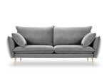 Trīsvietīgs samta dīvāns Milo Casa Elio, gaiši pelēkas/zelta krāsas