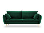 Trīsvietīgs samta dīvāns Milo Casa Elio, tumši zaļas/zelta krāsas