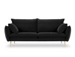 Трехместный бархатный диван Milo Casa Elio, черный/золотистый