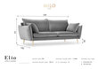 Četrvietīgs samta dīvāns Milo Casa Elio, gaiši pelēkas/zelta krāsas цена и информация | Dīvāni | 220.lv