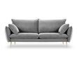 Četrvietīgs samta dīvāns Milo Casa Elio, gaiši pelēkas/zelta krāsas cena un informācija | Dīvāni | 220.lv