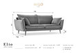 Trīsvietīgs samta dīvāns Milo Casa Elio, pelēks/melns цена и информация | Dīvāni | 220.lv
