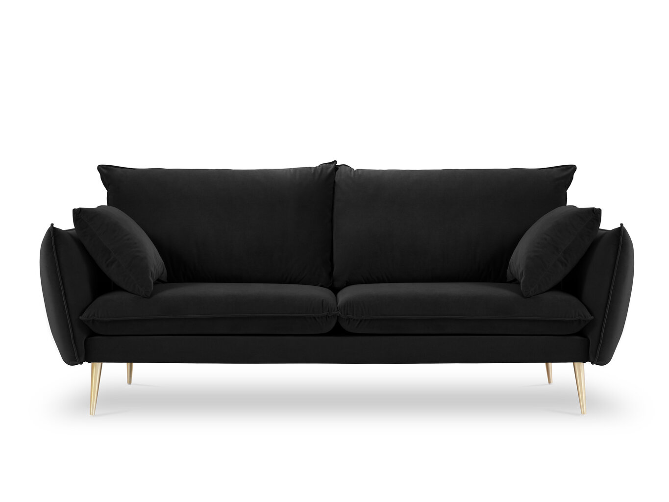 Četrvietīgs samta dīvāns Milo Casa Elio, melnas/zelta krāsas cena un informācija | Dīvāni | 220.lv