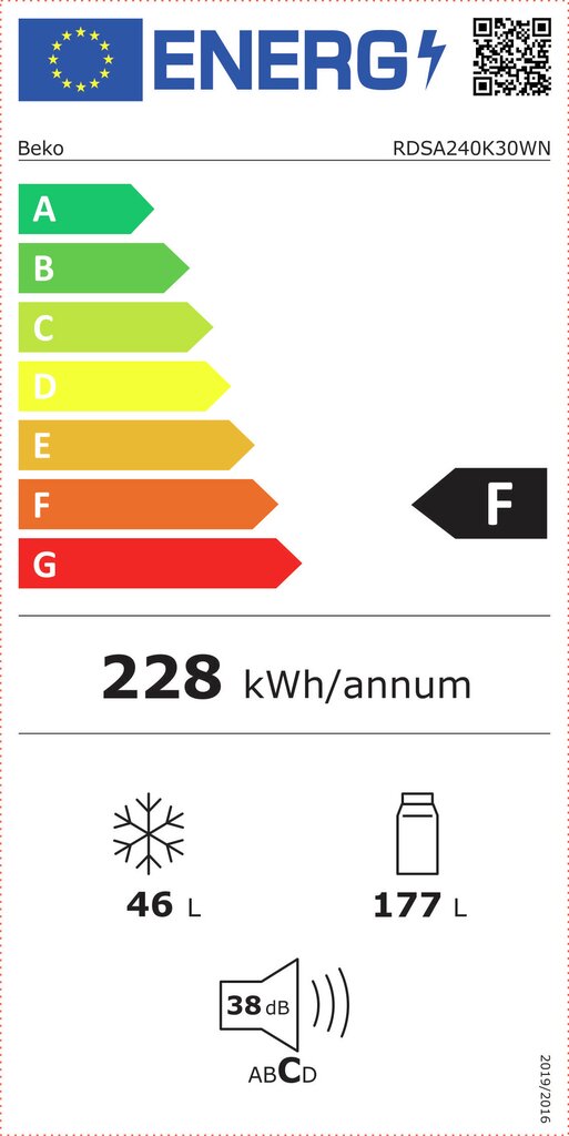 Beko RDSA240K30WN cena un informācija | Ledusskapji | 220.lv