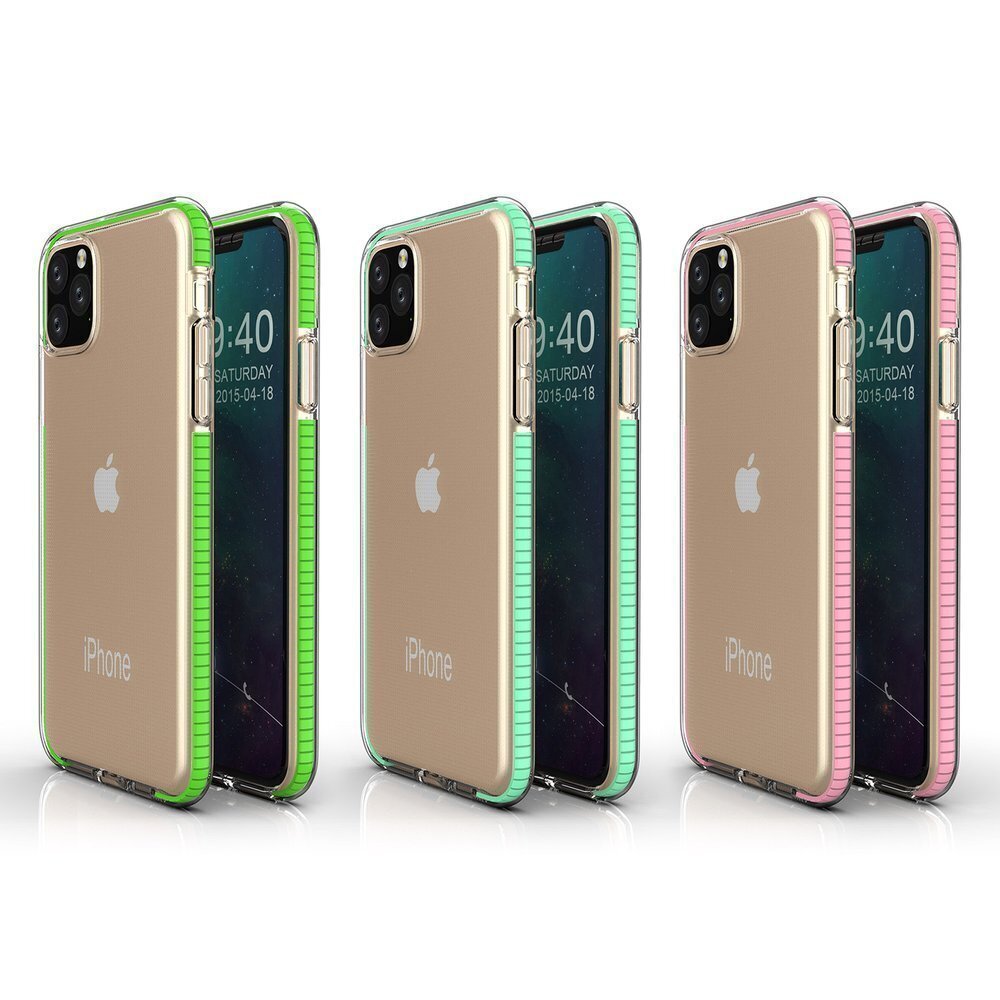 Spring Case clear TPU gela aizsargapvalks ar krāsainu rāmi paredzēts iPhone 11 Pro Max light pink (Gaiši rozā) cena un informācija | Telefonu vāciņi, maciņi | 220.lv