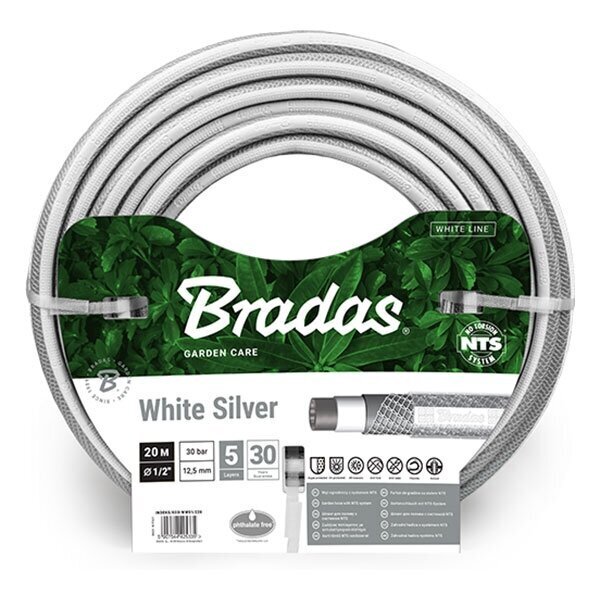 Laistīšanas šļūtene Bradas NTS White Silver 1/2" 20 m цена и информация | Laistīšanas sistēmas | 220.lv