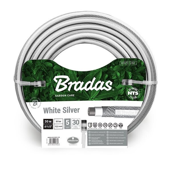 Laistīšanas šļūtene Bradas NTS White Silver 1/2" 30 m cena un informācija | Laistīšanas sistēmas | 220.lv