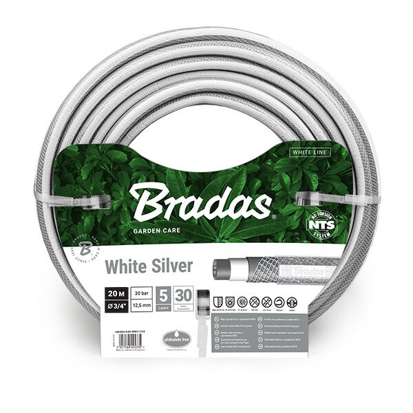 Laistīšanas šļūtene Bradas NTS White Silver 3/4" 20 m цена и информация | Laistīšanas sistēmas | 220.lv