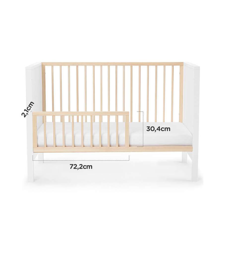 Koka gultiņa Kinderkraft Mia, 120x60 cm, balta cena un informācija | Zīdaiņu gultas | 220.lv