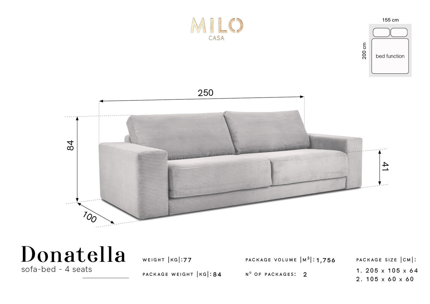 Dīvāns Milo Casa Donatella, brūns cena un informācija | Dīvāni | 220.lv