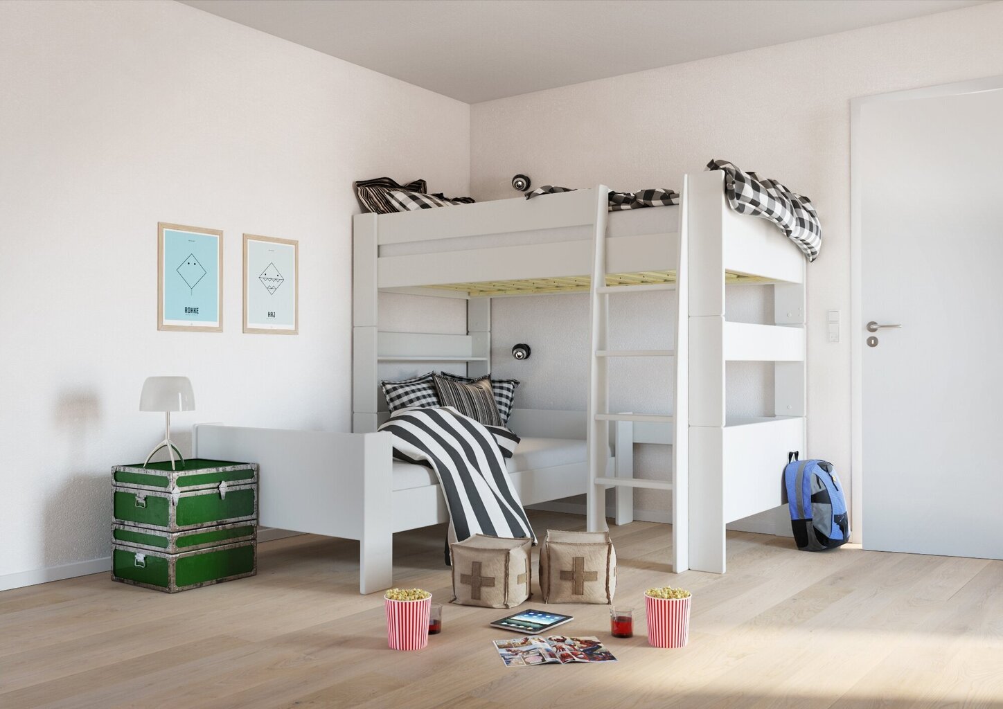 Bērnu gulta Steens For Kids 649, 90x200 cm, krēmkrāsā cena un informācija | Bērnu gultas | 220.lv