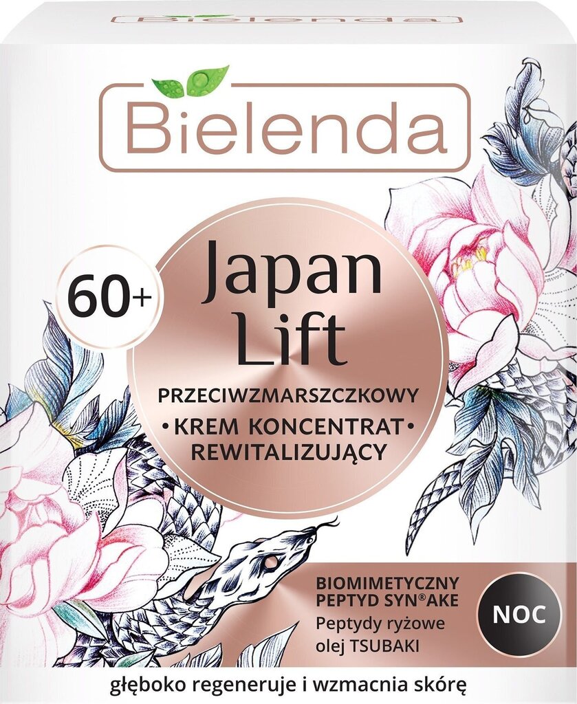 Nakts atjaunojošs pretgrumbu sejas krēms Bielenda Japan Lift 60+ 50 ml cena un informācija | Sejas krēmi | 220.lv