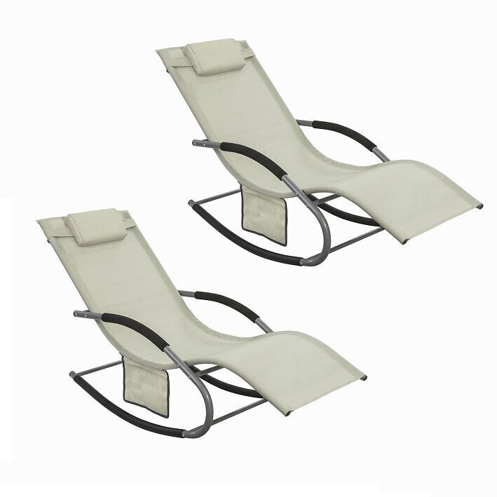 2-u āra šūpuļkrēslu komplekts SoBuy OGS28-MIx2, smilškrāsas цена и информация | Sauļošanās krēsli | 220.lv