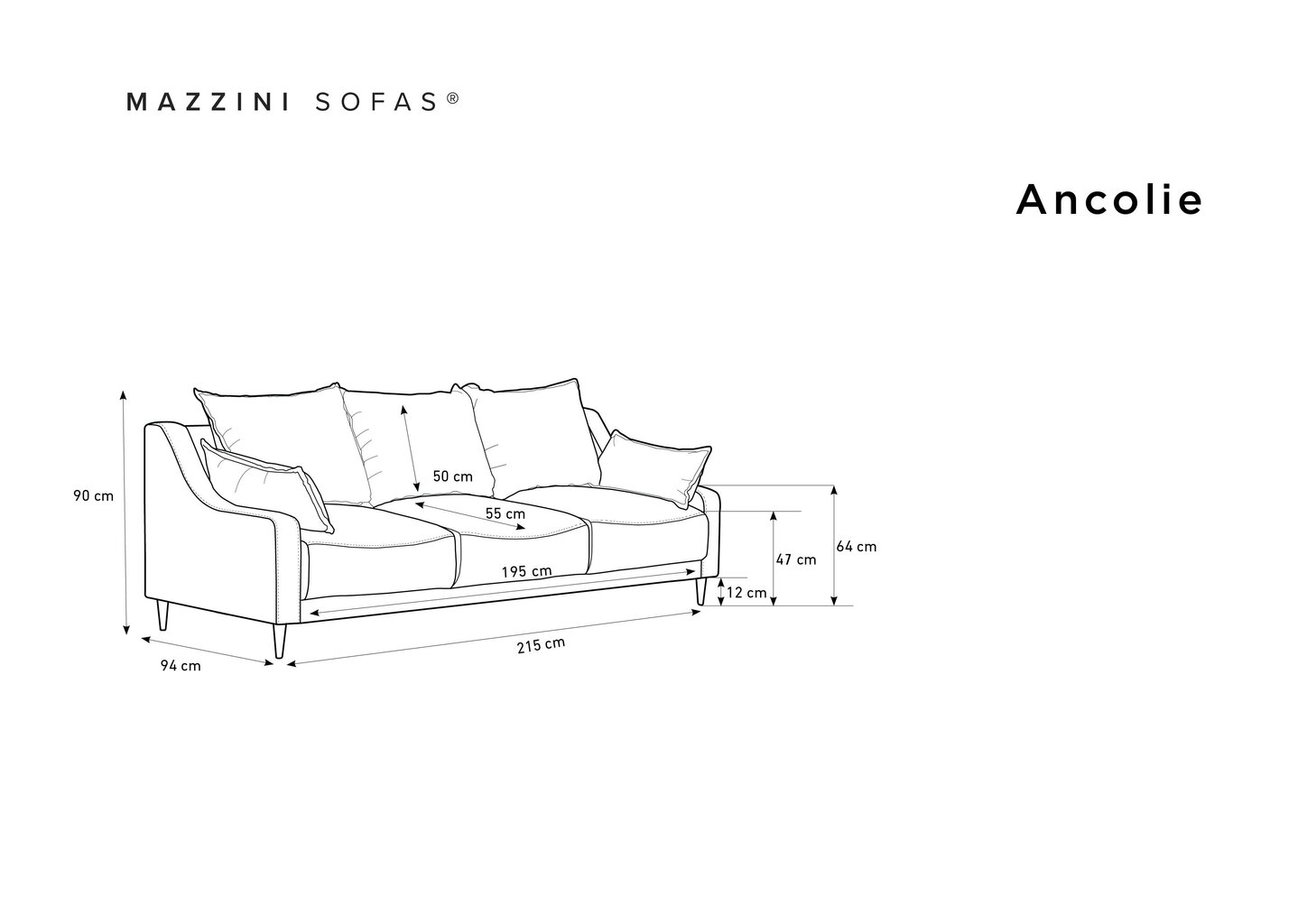 Dīvāns Mazzini Sofas Ancolie, gaiši pelēks cena un informācija | Dīvāni | 220.lv