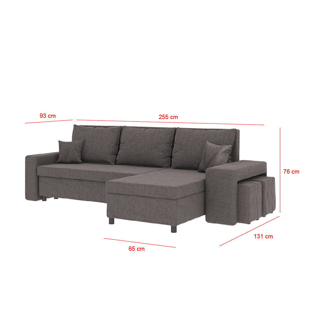 Universāls stūra dīvāns Selsey Levebre ar pufiem, pelēks cena un informācija | Stūra dīvāni | 220.lv