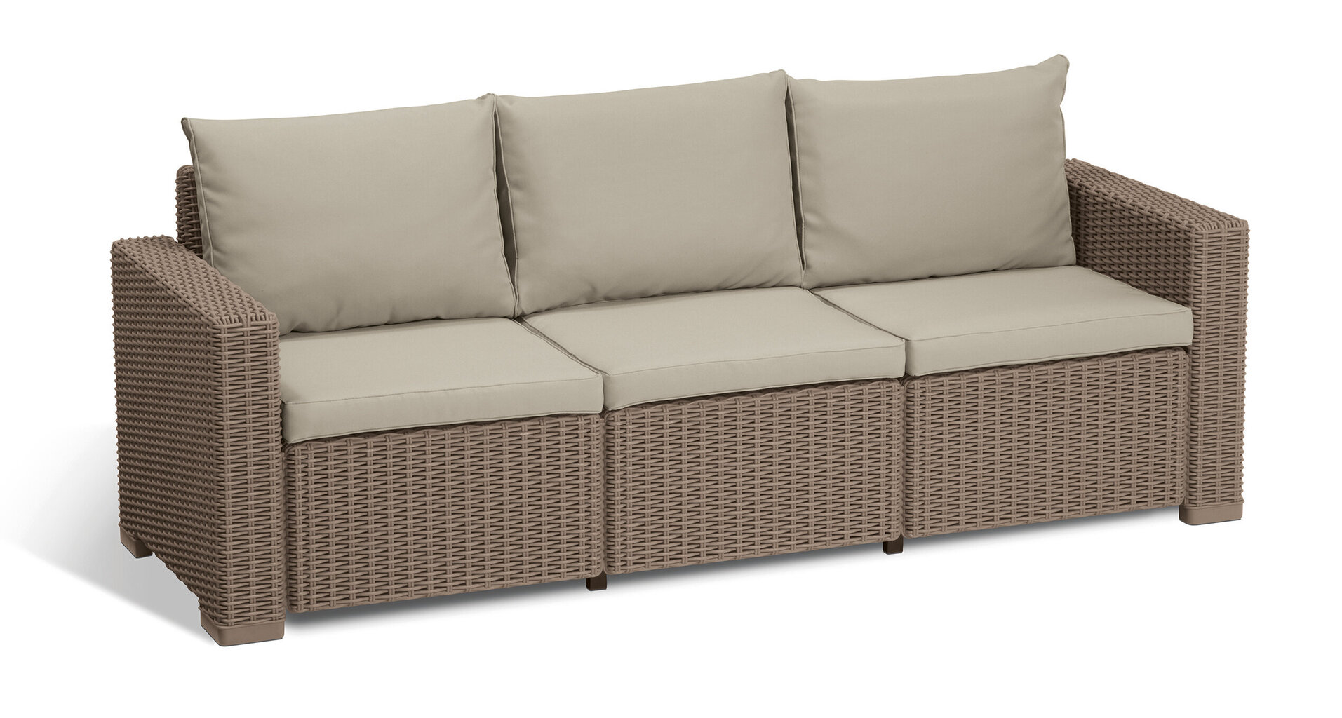 Dārza dīvāns trīsvietīgs California 3 Seater Sofa bēšs cena un informācija | Dārza mēbeļu komplekti | 220.lv