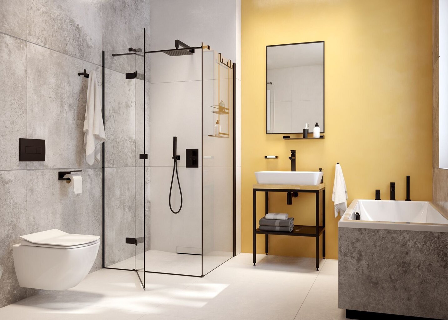 Deante plaukts dušas kabīnei Mokko Adm N52K, melns matēts цена и информация | Vannas istabas aksesuāri | 220.lv