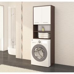 Шкафчик над стиральной машиной NORE Fin, коричневый/белый цена и информация | Шкафчики для ванной | 220.lv