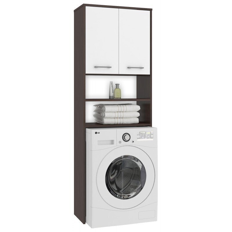 Skapītis virs veļas mašīnas NORE Fin, brūns/balts цена и информация | Vannas istabas skapīši | 220.lv