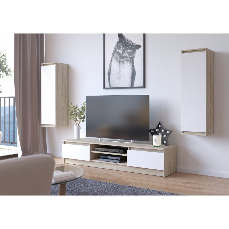 TV galdiņš NORE CLP 160, ozola krāsas/balts цена и информация | TV galdiņi | 220.lv