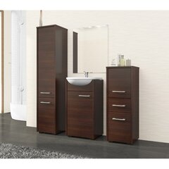 Шкаф-пенал для ванной комнаты NORE Fin с 2 дверками, коричневый цена и информация | Шкафчики для ванной | 220.lv
