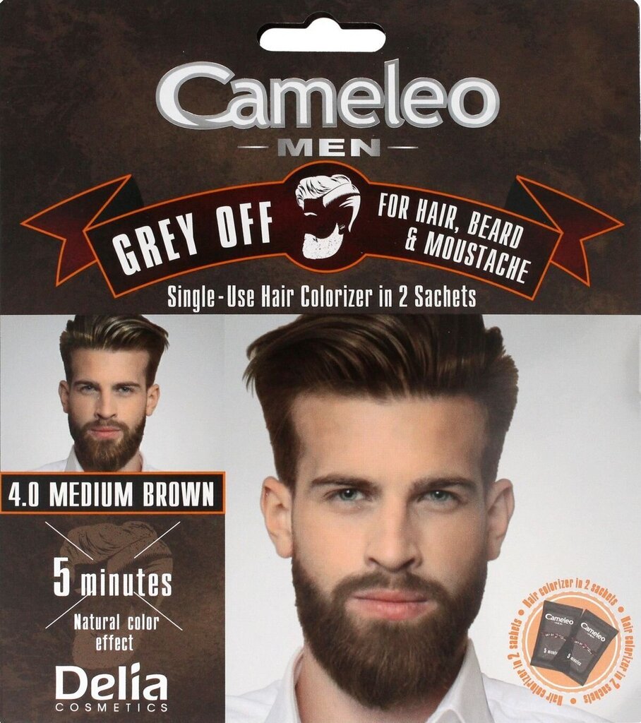 Krēmīga matu krāsa Delia Cosmetics Cameleo Men 2 x 15 ml, 4.0 Medium Brown cena un informācija | Matu krāsas | 220.lv