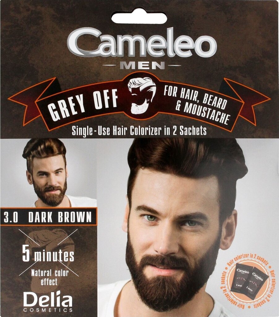 Krēmveida matu krāsa Delia Cosmetics Cameleo Men 2 x 15 ml, 3.0 Dark Brown cena un informācija | Matu krāsas | 220.lv