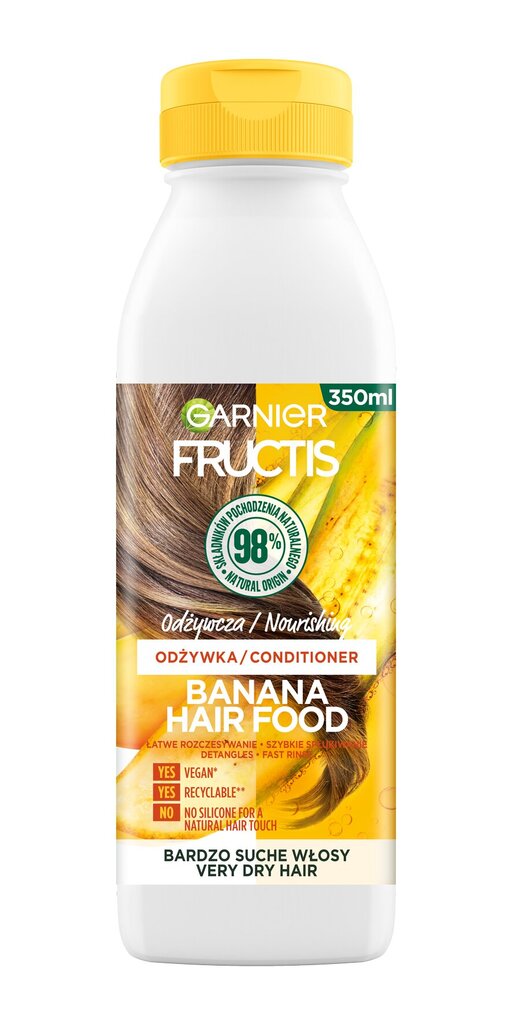 Matu kondicionieris Garnier Fructis Banana Hair Food 350 ml cena un informācija | Matu kondicionieri, balzāmi | 220.lv