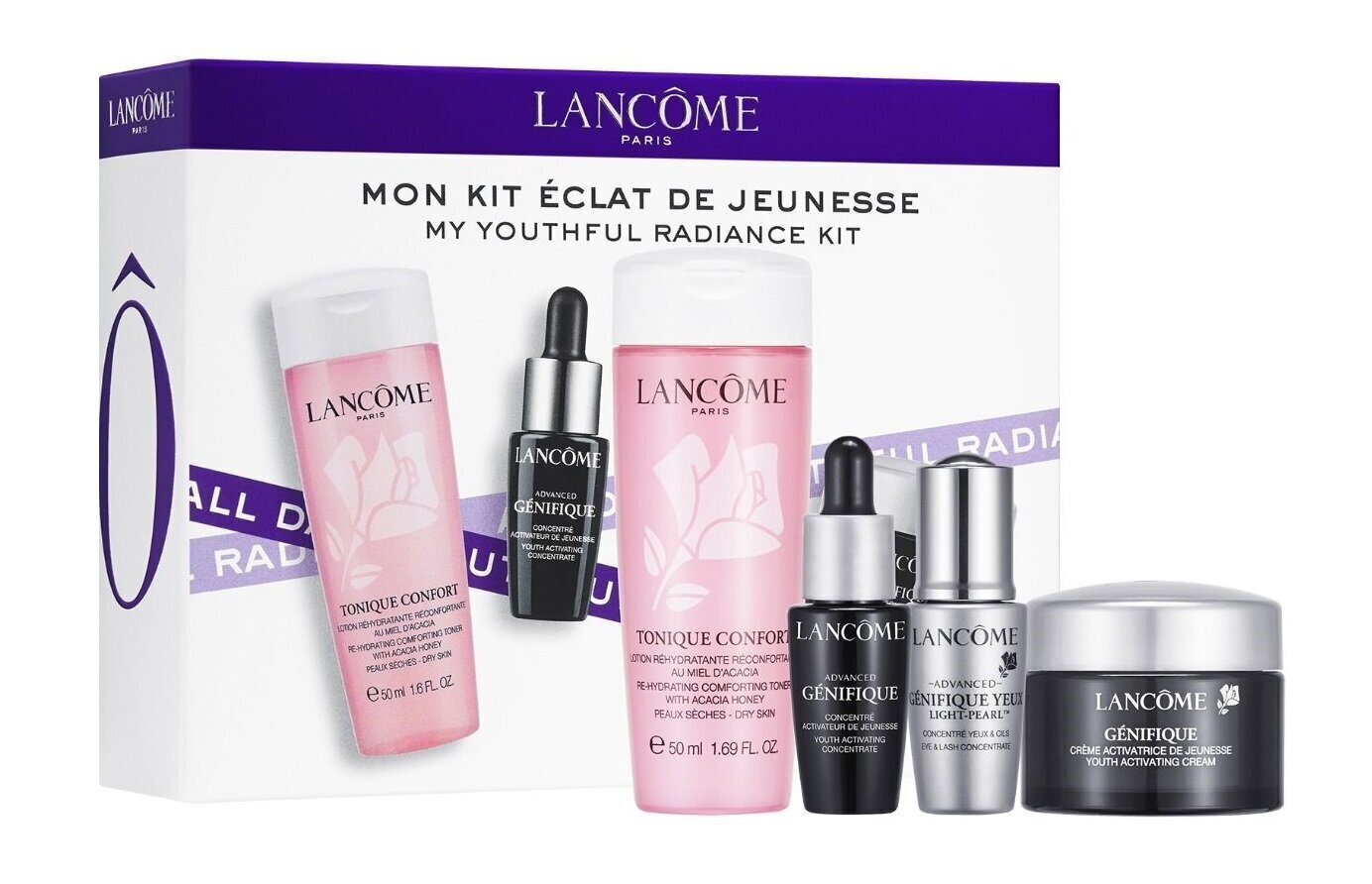 Komplekts Lancôme sievietēm : sejas losjons,50 ml + sejas serums, 7 ml + acu kontūras serums, 5 ml + dienas krēms, 15 ml cena un informācija | Serumi sejai, eļļas | 220.lv