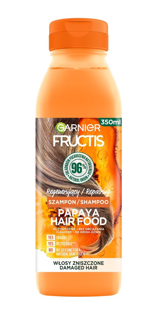 Matu šampūns Garnier Fructis Papaya Hair Food 350 ml cena un informācija | Šampūni | 220.lv