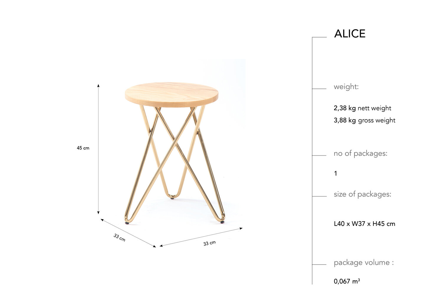 Ēdamistabas taburete BSL Concept Alice, brūna cena un informācija | Virtuves un ēdamistabas krēsli | 220.lv
