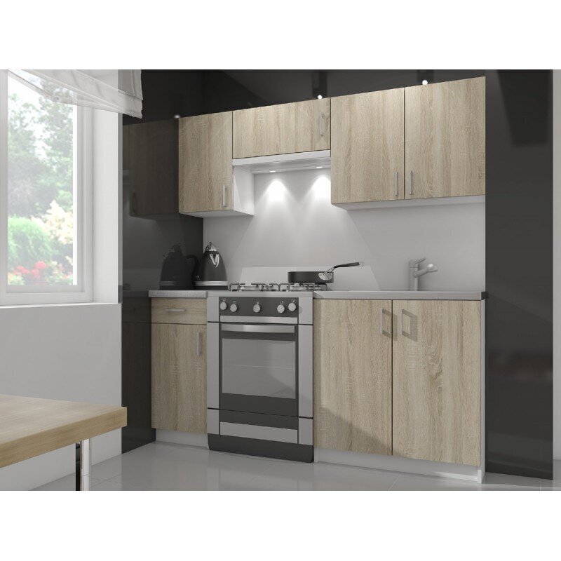Stūra virtuves skapītis NORE Lima S90/90N, baltas/ozola krāsas cena un informācija | Virtuves skapīši | 220.lv