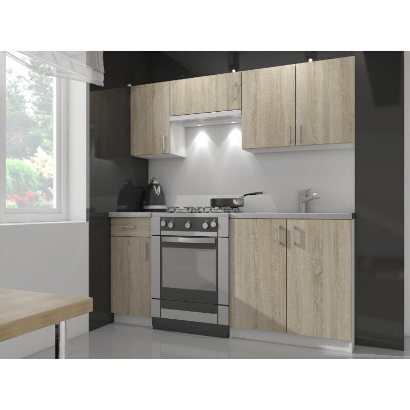 Virtuves skapītis NORE Lima S60 ar 3-s atvilktnēm, baltas/ozola krāsas cena un informācija | Virtuves skapīši | 220.lv