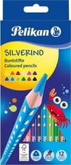 Pelikan Карандаши цветные, Silverino, трехгранные, SOFT тонкий, 12 цветов  цена и информация | Принадлежности для рисования, лепки | 220.lv