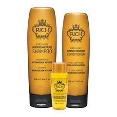 Интенсивно увлажняющий шампунь RICH Intense Moisture Shampoo, 250 мл + Интенсивно увлажняющий кондиционер RICH Intense Moisture Conditioner, 200 мл + Обогащенный аргановым маслом эликсир для волос RICH Argan Oil Elixir, 30 мл цена и информация | Шампуни | 220.lv